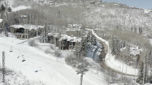 Aerial Helicopter view Aspen Snowmass photo