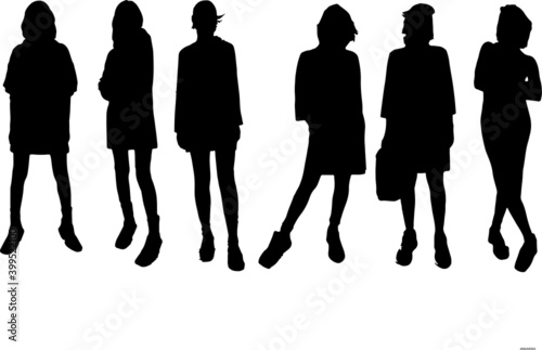 Vector silhouette of ladies with dress, perfect to include in your Autocad or Photoshop projects, renders, sketches or plans.