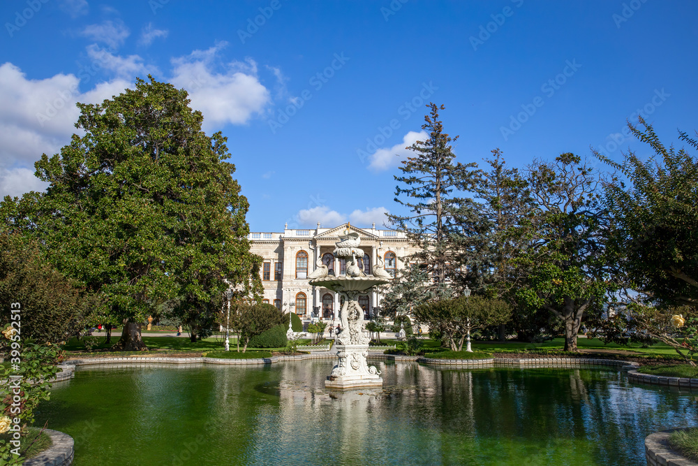 Dolmabahce Palace gardens in Istanbul, Turkey Dolmabahce Palace gardens in Istanbul, Turkey