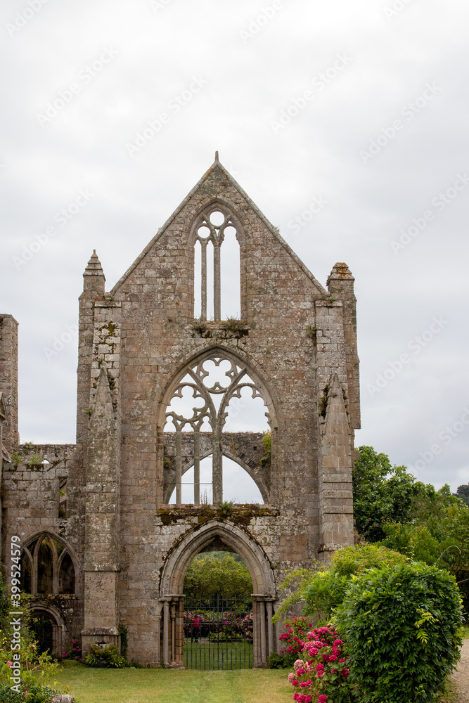 Abbaye de Beauport - famous cloister in ruins. in Paimpol in Brittany, France