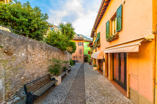 MalcesineTown street view near Garda Lake of Italy