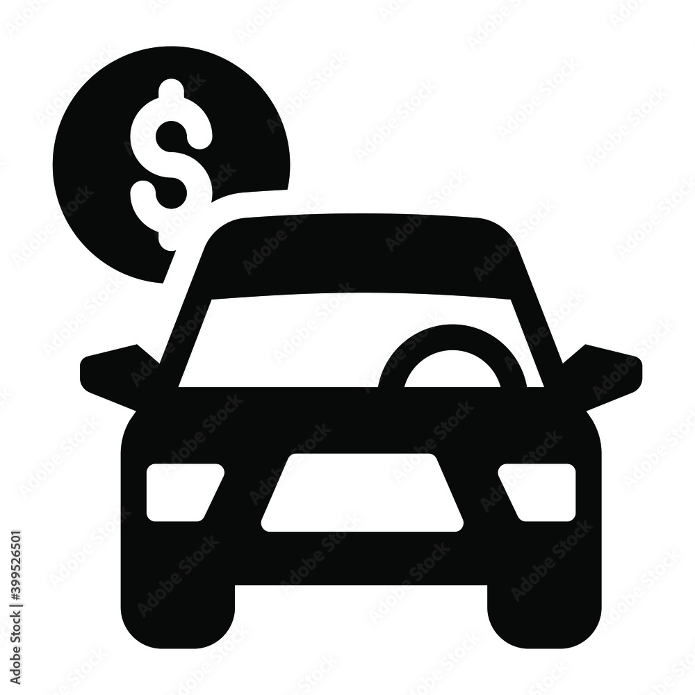 Dollar coin with car, lease car solid vector
Dollar coin with car, lease car solid vector