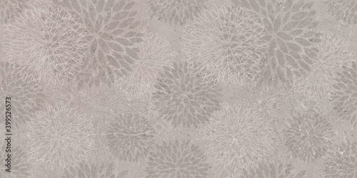 Naklejka na ścianę Flowers on the old white wall background, digital wall tiles or wallpaper design
