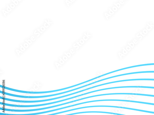 Abstract blue wave element line art vector illustration isolated on white background. Smooth stripe or curved wavy line. Sea ocean concept.