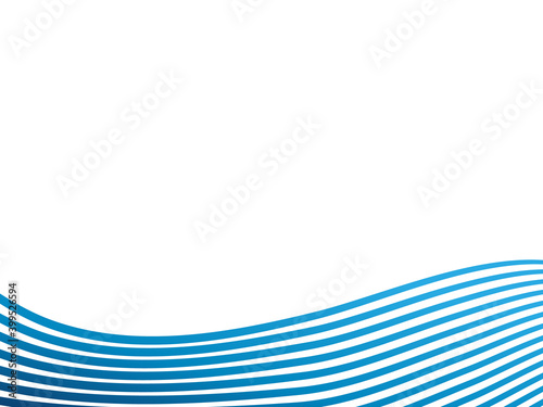 Abstract blue wave element line art vector illustration isolated on white background. Smooth stripe or curved wavy line. Sea ocean concept.