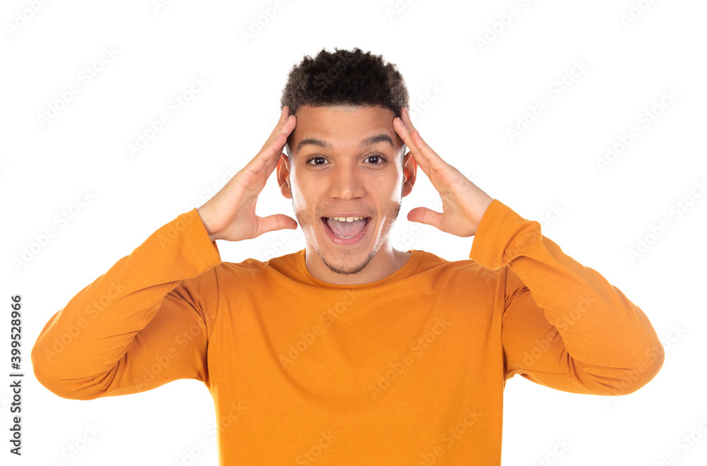 Naklejka premium Latin guy with short afro hair