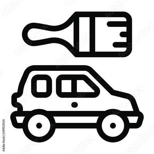 
An editable icon of car paint, brush with vehicle 
