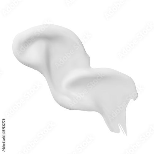 Realistic wavy cosmetic cream stroke smear vector illustration isolated on white background. Lotion smudge. Cosmetic texture beauty skincare product sample