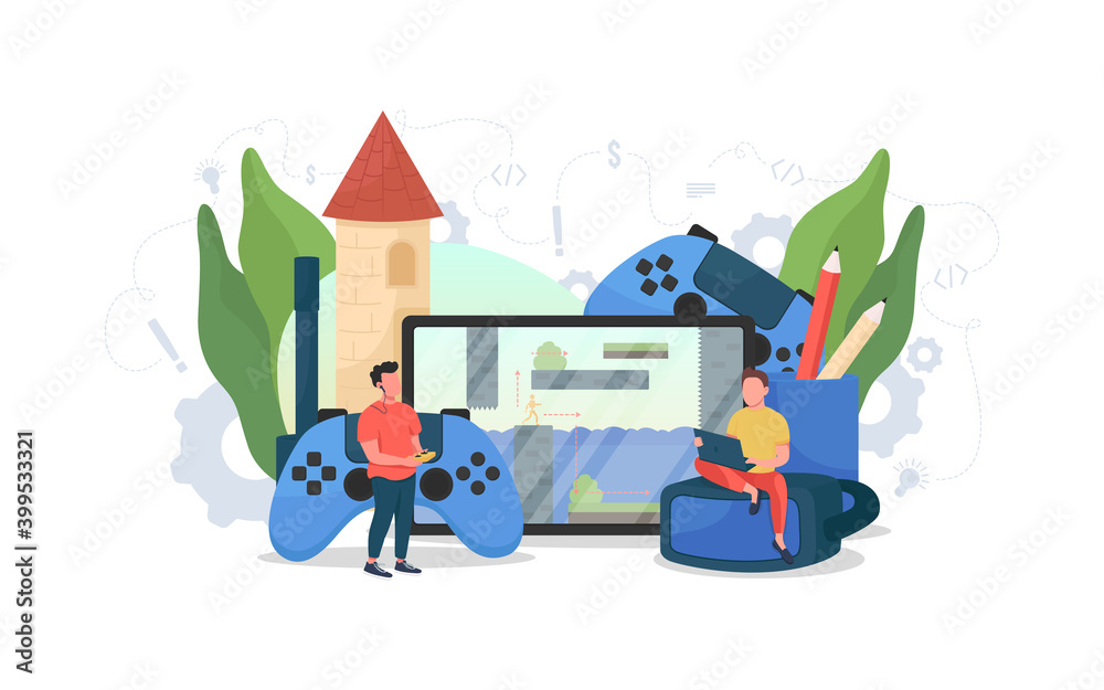 Dame designer flat concept vector illustration. Coding and programming ...