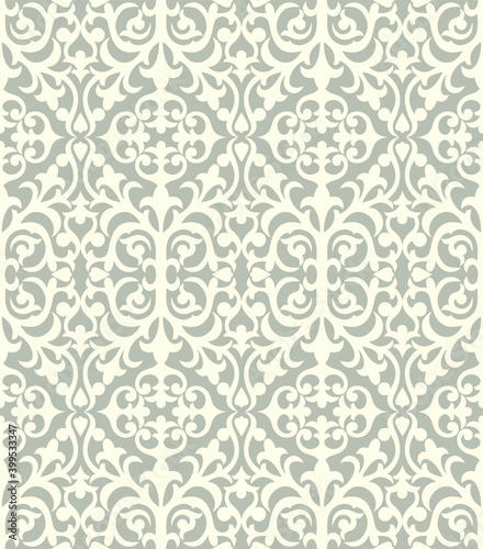 Seamless brown background with light pattern in baroque style. Vector retro illustration. Islam, Arabic, Indian, ottoman motifs. Perfect for printing on fabric or paper.