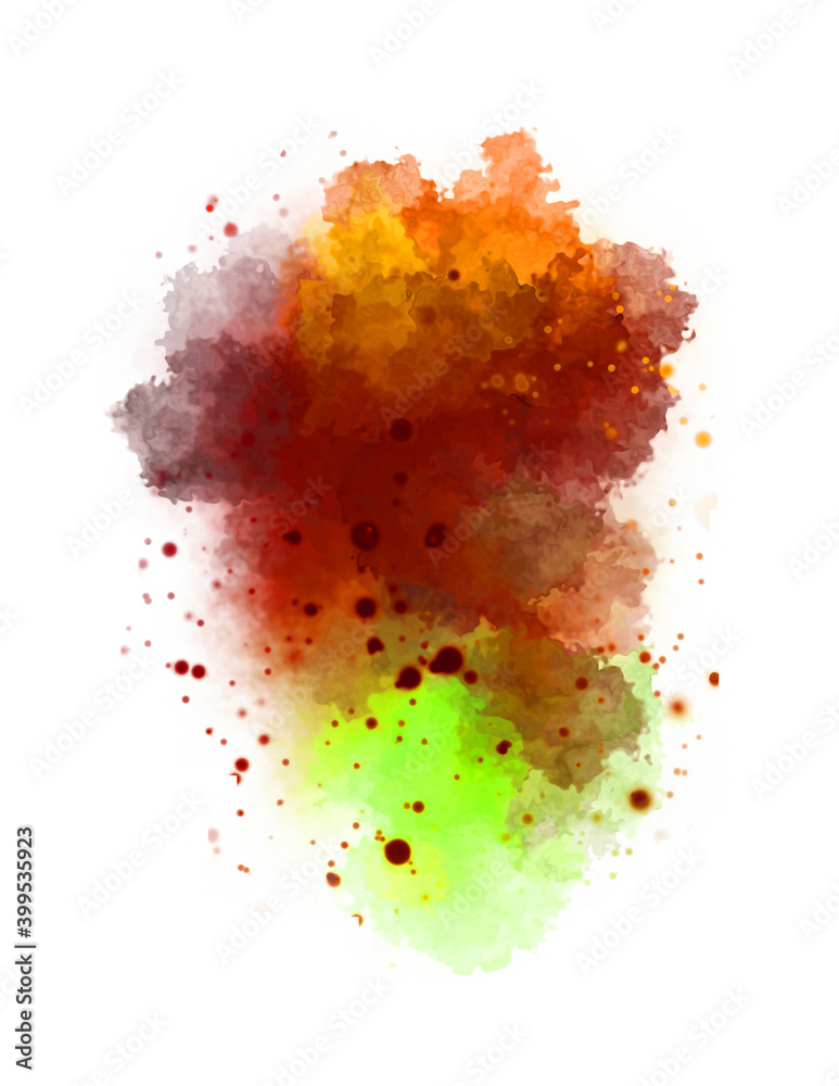Watercolor painted background with blots and splatters. Brush stroked painting. 2D Illustration. Watercolor painted background with blots and splatters. Brush stroked painting. 2D Illustration.