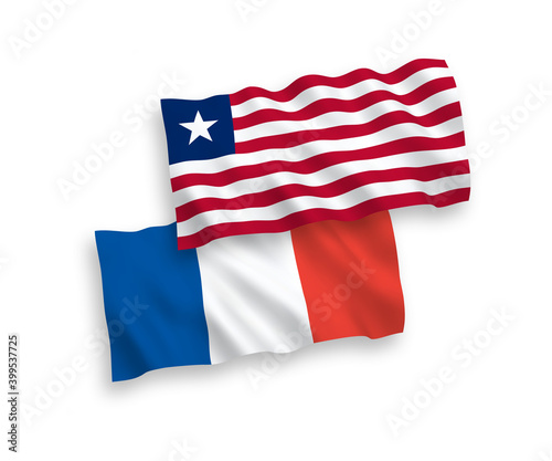 Flags of France and Liberia on a white background