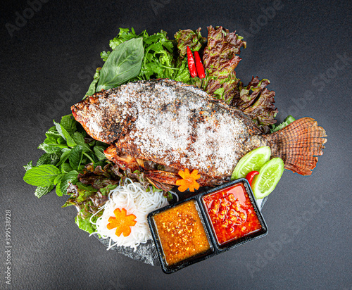 Thai Food. Fish Grilled. Miang Pla Phao