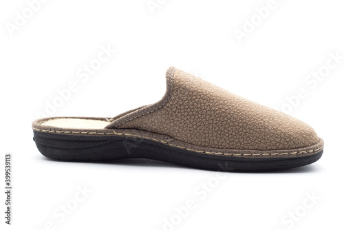 Closeup of brown sleepers for men on white background