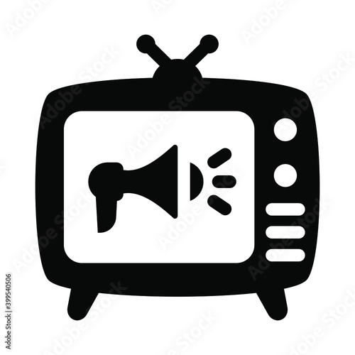 
Megaphone inside tv, glyph design of broadcast marketing icon
