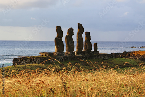 Easter Island's Moais at Sunset