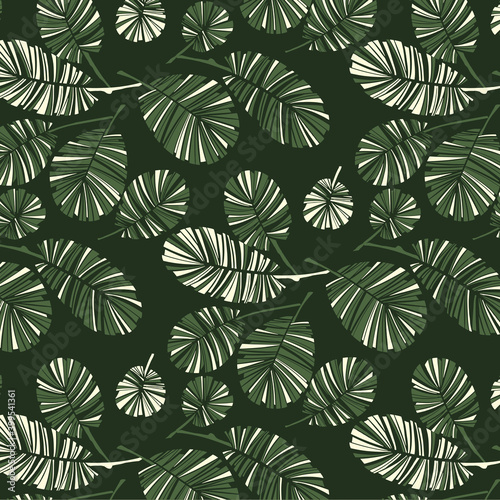 Green pine branches seamless pattern