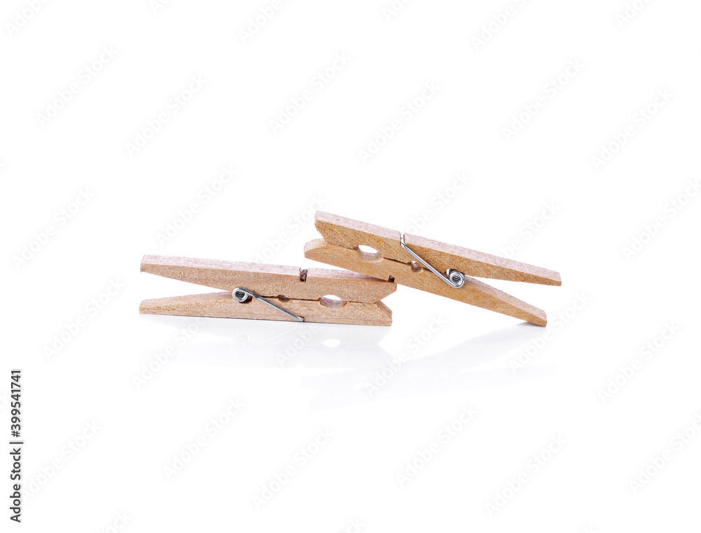 Wood clothespins isolated on white background Wood clothespins isolated on white background