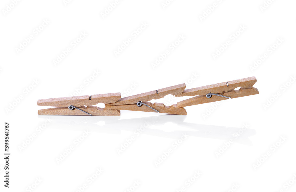 Wood clothespins isolated on white background Wood clothespins isolated on white background