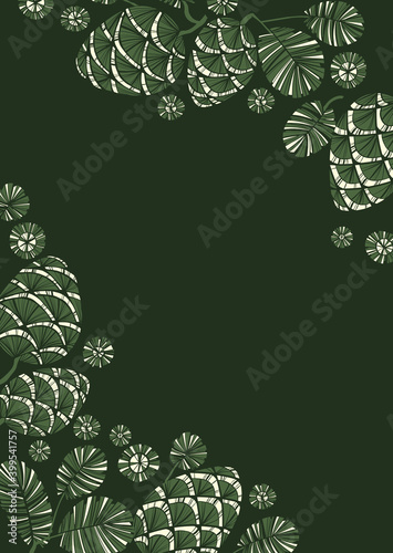 Green pine cone postcard te...