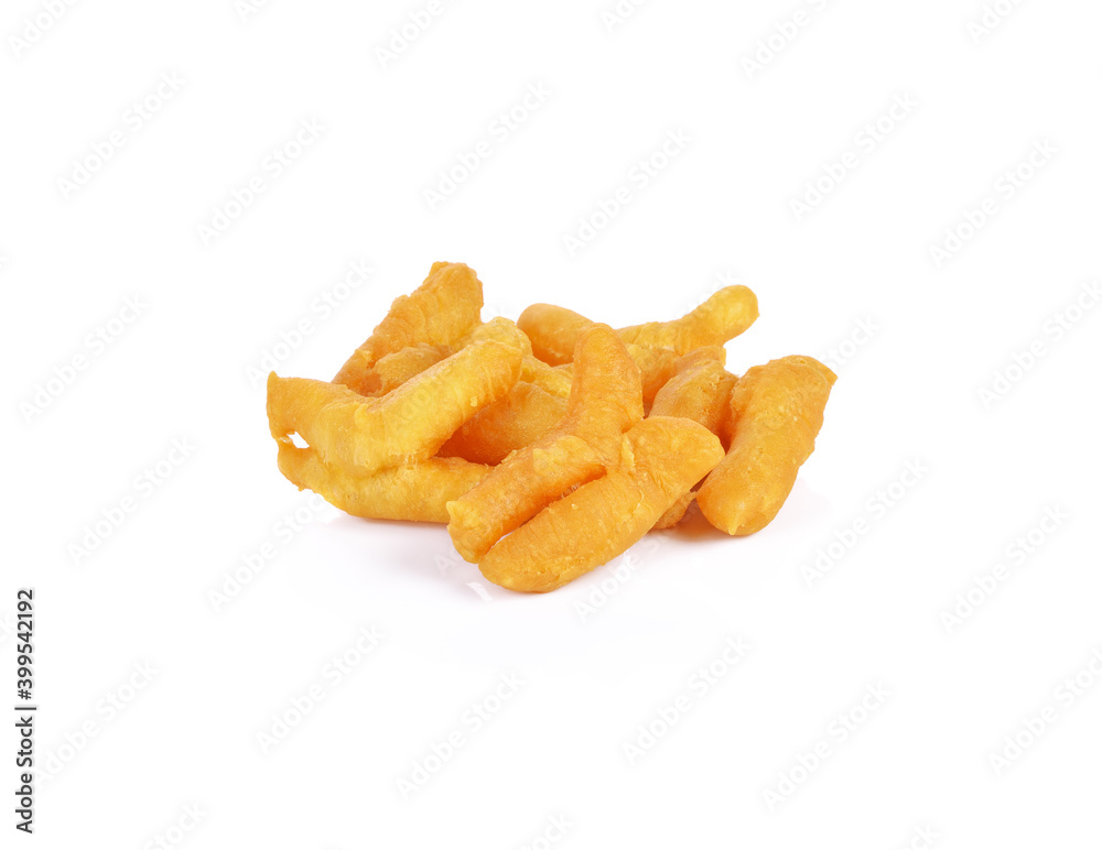 deep fried Chinese dough stick on white background deep fried Chinese dough stick on white background