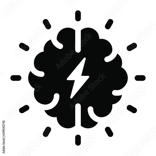 
Brain with power bolt depicting brainstorm icon
