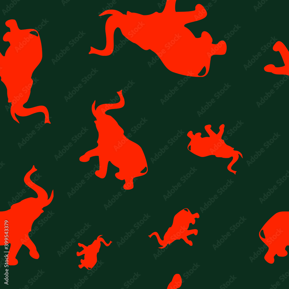 Red random falling elephants over contrast background seamless pattern. Minimal. Simple. Red random falling elephants over contrast background seamless pattern. Minimal. Simple.