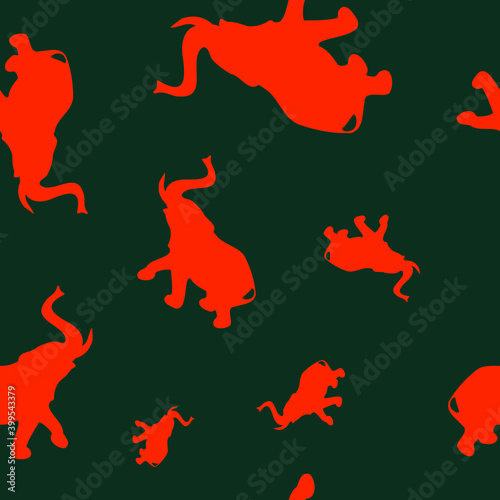 Red random falling elephants over contrast background seamless pattern. Minimal. Simple.