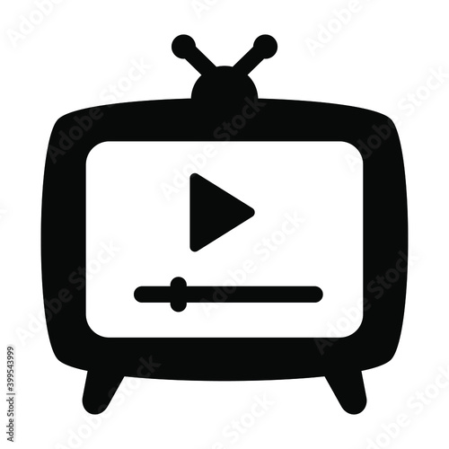 
Video sign inside tv, broadcast media icon
