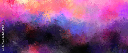 Abstract background of colorful brush strokes. Brushed vibrant wallpaper. Painted artistic creation. Unique and creative illustration. © Hybrid Graphics