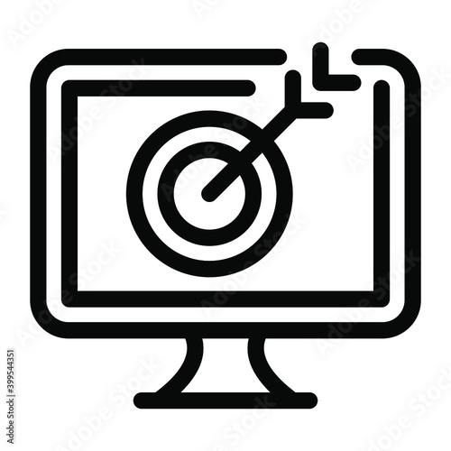 Dartboard inside monitor, concept of online target icon