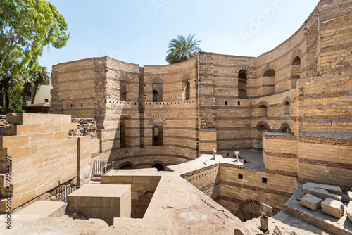 Ruins of the wall of Fortress of Babylon next to Coptic Museum in old Cairo, Egypt