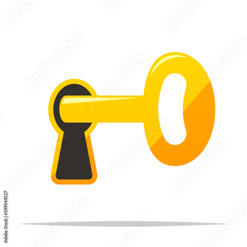 Key in keyhole vector isolated illustration