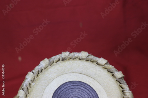 Indian tabla drums on a red background