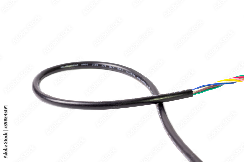 Four core armored cooper cable isolated on white background Four core armored cooper cable isolated on white background