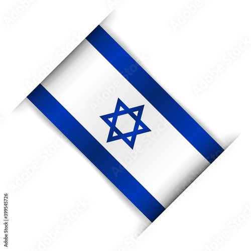 Israel flag. Realistic Israel flag. Corner tape. Isolated on a white background. Vector illustration.