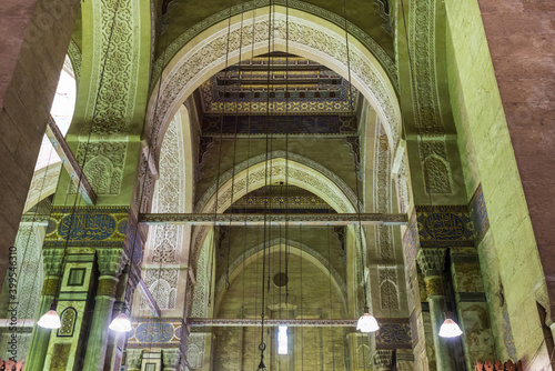 Interiors of the Mosque of Al Rifai (Al-Refai, Al-Refa'i or the Refaai Mosque), adjacent to the Cairo Citadel in Egypt, opposite the Mosque-Madrassa of Sultan Hassan photo