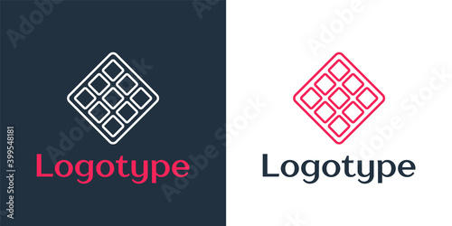 Logotype line Waffle icon isolated on white background. Logo design template element. Vector.