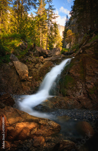 Waterfall in the swiss alps with long exposure