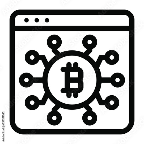 
Bitcoin network on web page showcasing digital currency icon
