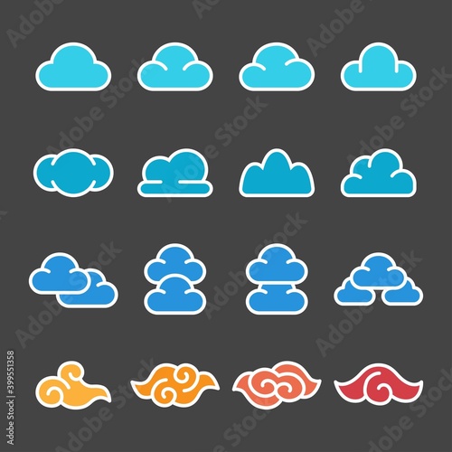 cloud icon set,flat style,vector and illustration