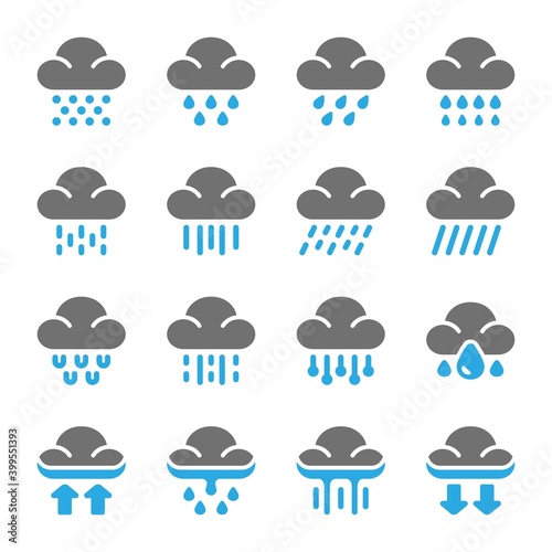 rainy cloud icon set,vector and illustration