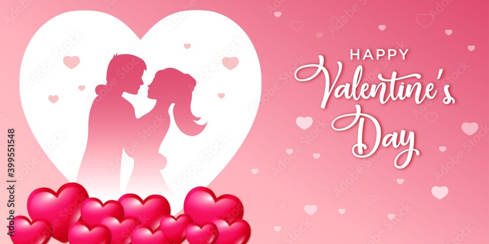 Couple fall in love silhouette valentine background