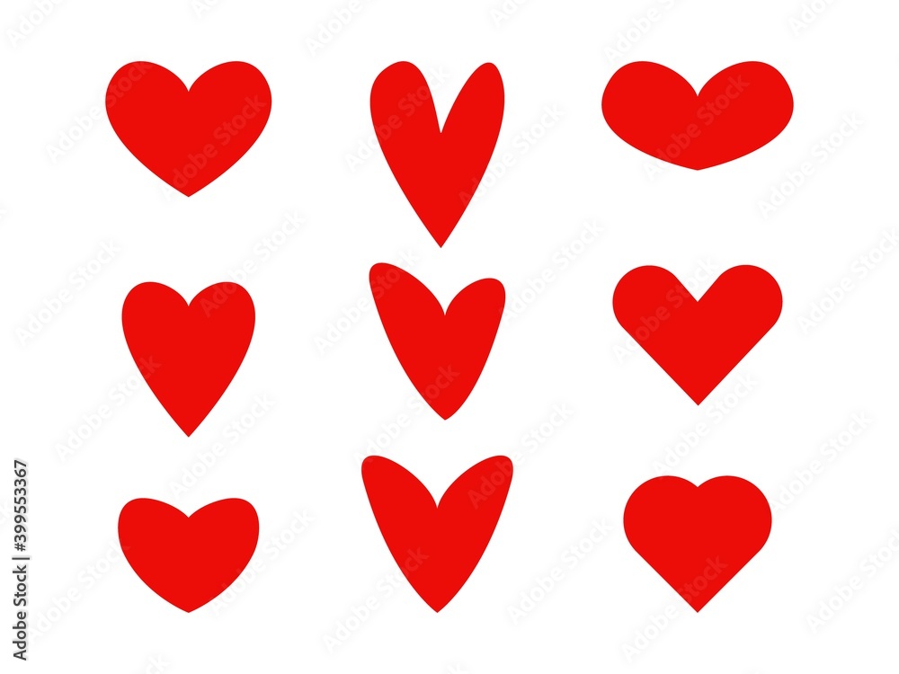 Red sketches of hearts collection. Hand drawn romantic shapes for Valentines day holiday minimal vector doodles. Red sketches of hearts collection. Hand drawn romantic shapes for Valentines day holiday minimal vector doodles.