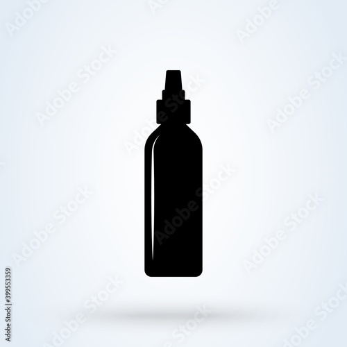 Bottle alcohol spraying Anti-Bacterial Sanitizer, Sanitizer to prevent colds, virus, Coronavirus, flu. Flat icon design infection control concept.Simple modern icon design illustration.
