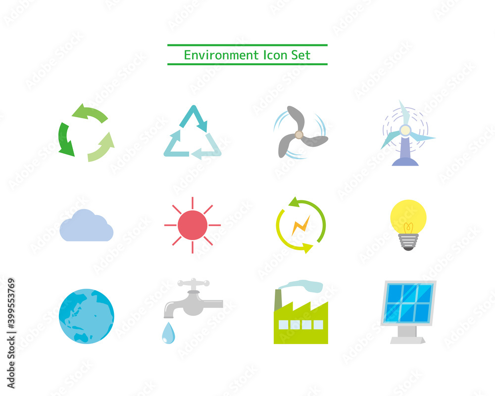 クリーンエネルギーのベクターイラスト 風力発電 太陽光発電 Stock Vector Adobe Stock