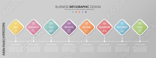 Business infographic design with 8 options. Vector