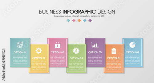 Business infographic layout with 7 options. Vector