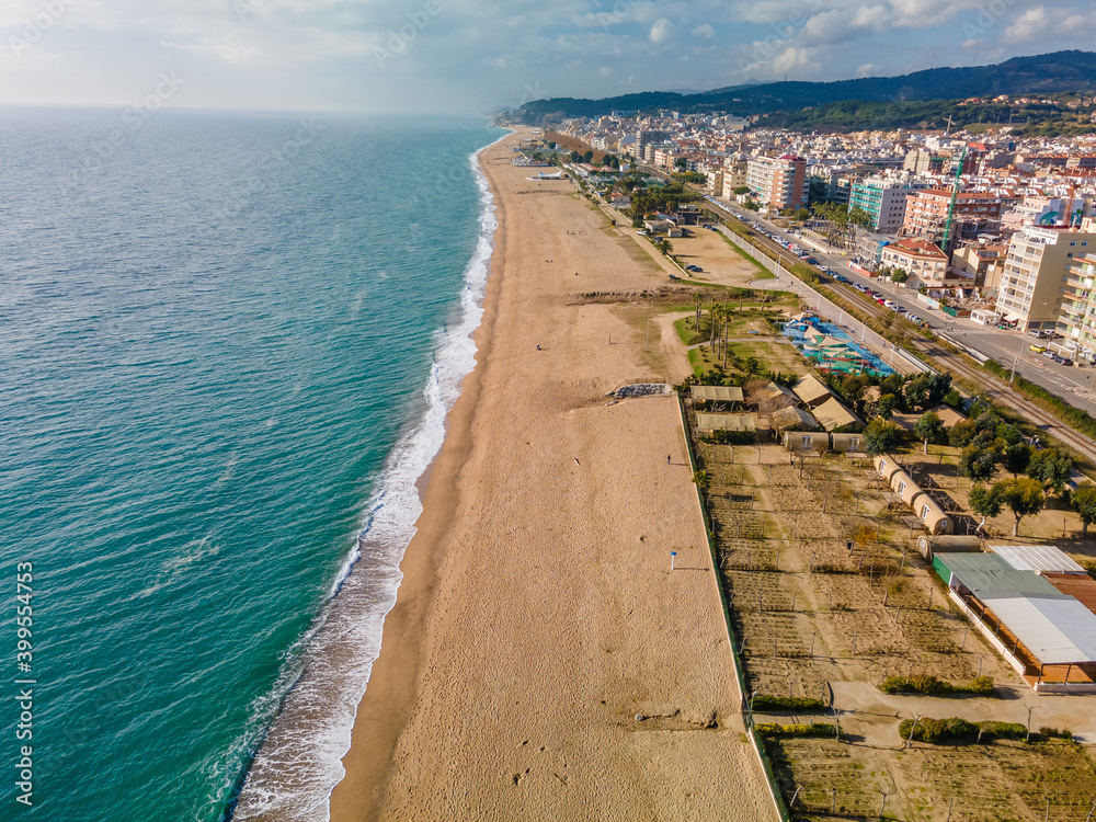 aerial images of pineda de mar beach in maresme barcelona spain aerial view drone