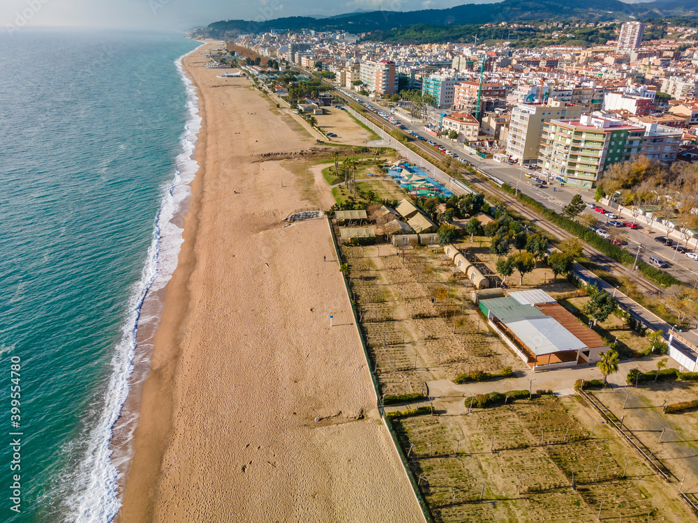 aerial images of pineda de mar beach in maresme barcelona spain aerial view drone